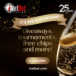 iNetBet Casino - 25 Years - $25 free chip, Free Slots Tourneys + Special Bonuses