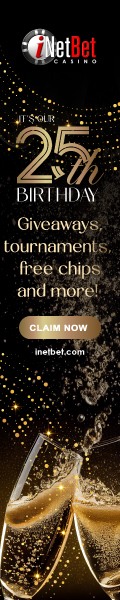 iNetBet Casino - 25 Years - $25 free chip, Free Slots Tourneys + Special Bonuses